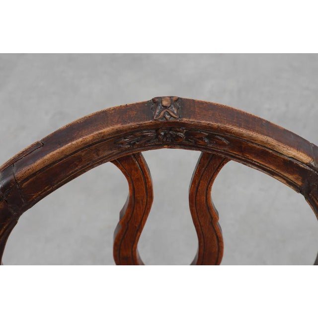 Antique Gustavian Walnut Chair with Leather, 1700s For Sale - Image 6 of 14