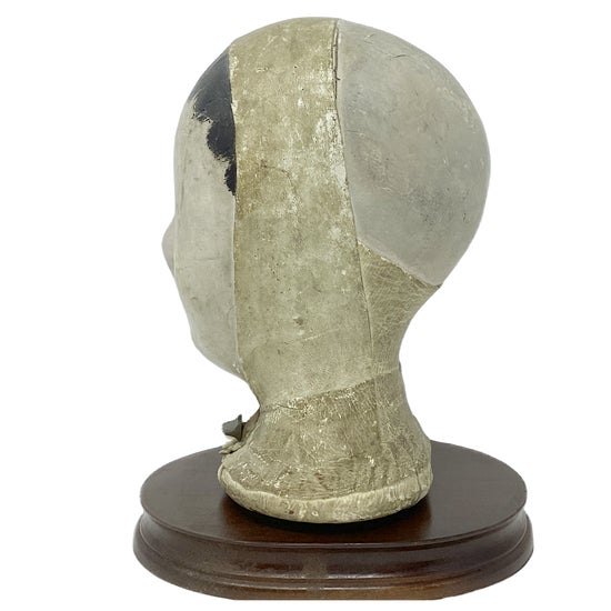 This delightful 19th C milliner's head was used to support caps and headdresses so they remained well shaped and pressed...