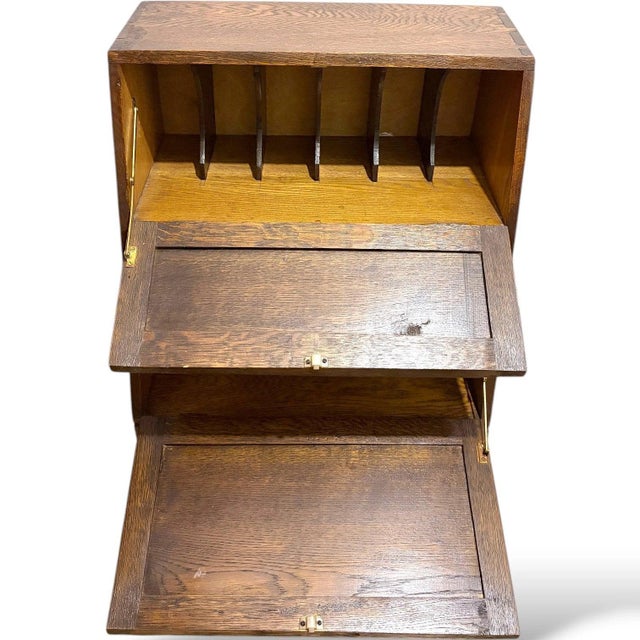 Vintage Oak Record Cabinet For Sale - Image 6 of 9