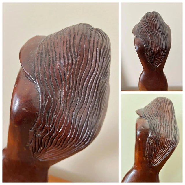 Mid Century Modern Carved Figure Sculpture | in the Style of F. Simeon For Sale - Image 11 of 12