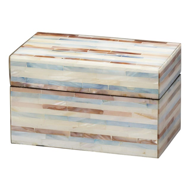 Jamie Young Roosevelt Blue Mother of Pearl Decorative Box, Small For Sale