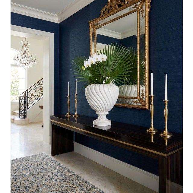 Vintage Italian Hand-Painted Swirl Ceramic Pedestal Vase For Sale - Image 9 of 12