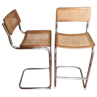 Marcel Breuer Style Cesca Bar Stool - A Pair For Sale