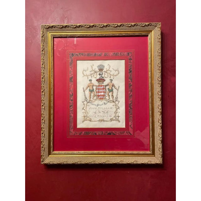 English Late 18th Century English Hand-Colored Armorial Engravings Set of Four For Sale - Image 3 of 5