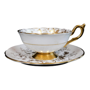 1970s Coalport Teacup in Cario Gold on White