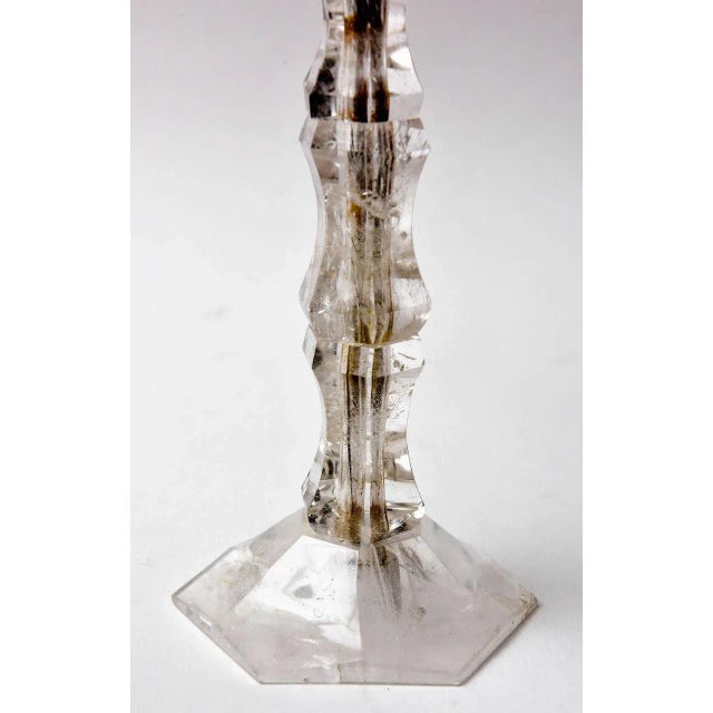 Traditional Rock Crystal Candlesticks - Pair For Sale - Image 3 of 9