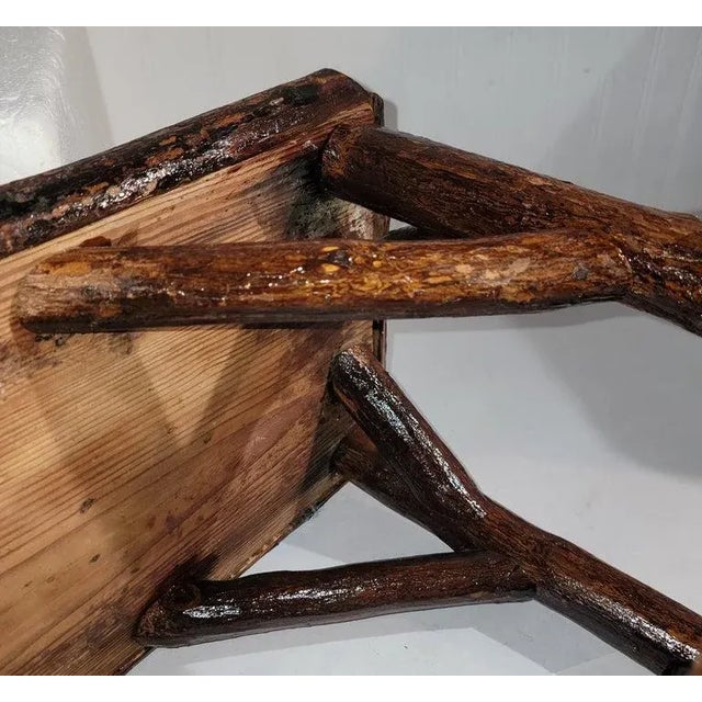 Old Hickory Bench W/ Suede Seat For Sale In Los Angeles - Image 6 of 6