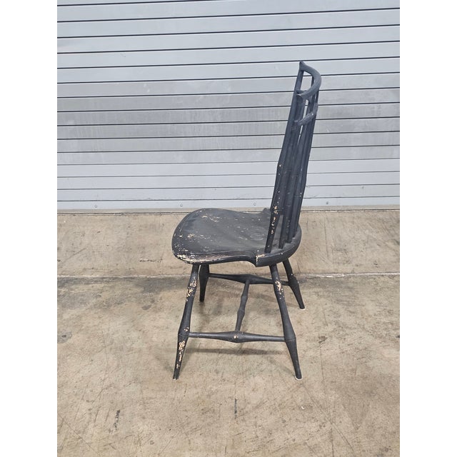 Black Bench Made Black Bird Cage Style Windsor Chair Made by New York Artisian For Sale - Image 8 of 9