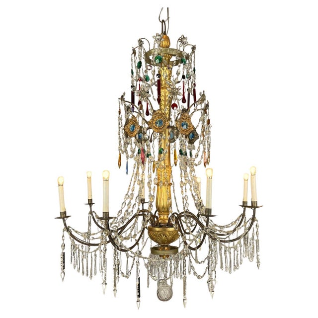 Italian Genoese Crystal 8-Light Chandeliers, 18th Century, Set of 2 For Sale - Image 5 of 18