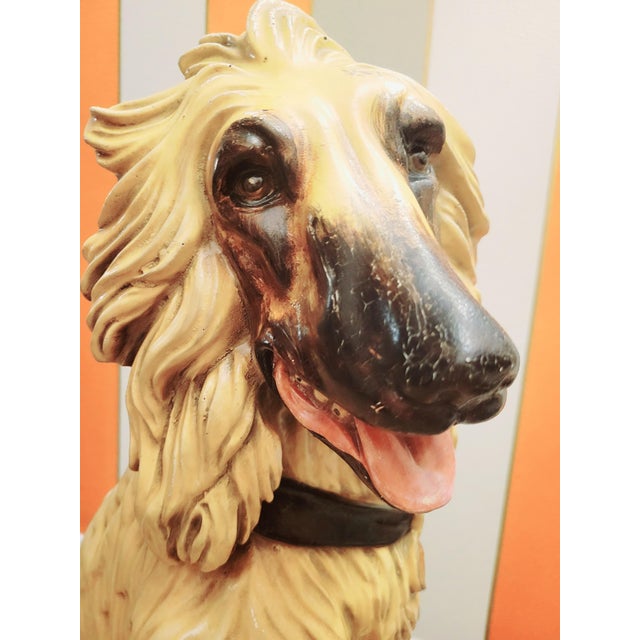 Sculpture Materials Vintage Life Size Yellow Plaster Afghan Hound Dog by Marwal Room Decor Statue For Sale - Image 7 of 11
