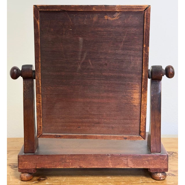 Wood Antique Tabletop Wood Shaving Mirror on Stand For Sale - Image 7 of 9