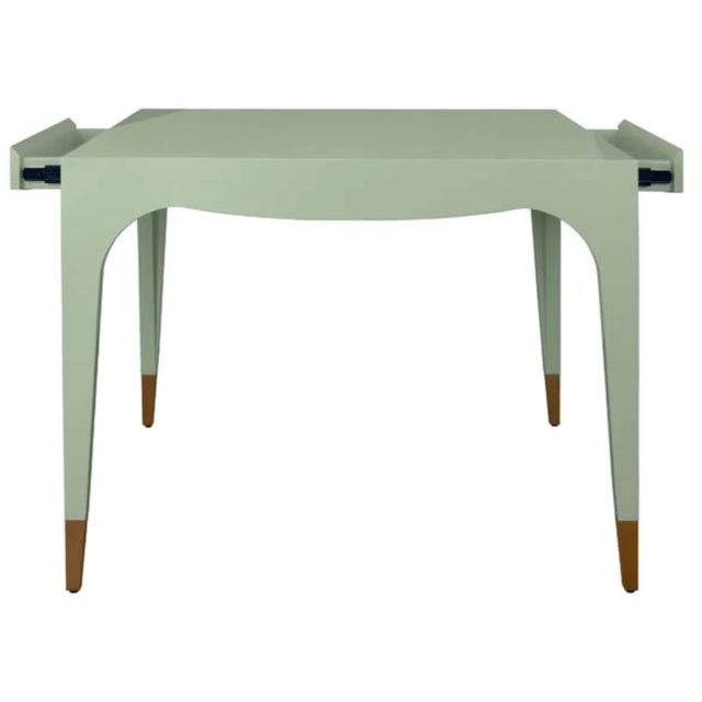 Worlds Away Matthew Izzo Home Lacey Light Green Lacquer Game Table For Sale - Image 4 of 9
