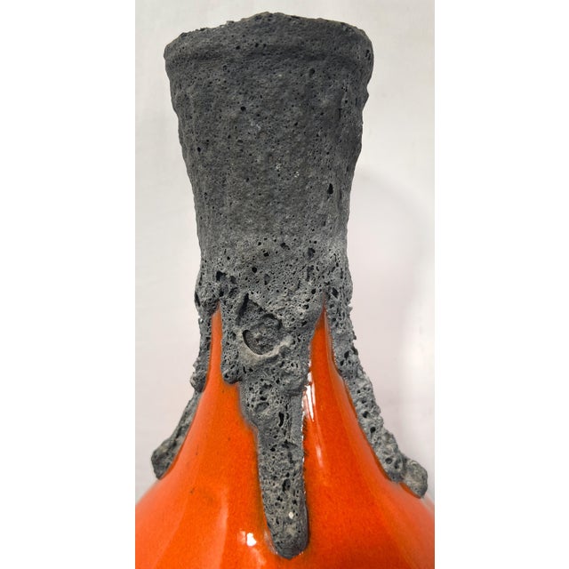 Mid-Century Modern 1960s West German Orange & Black Fat Lava Ceramic Ewer Vase - Attributed to Roth Keramik For Sale - Image 3 of 8