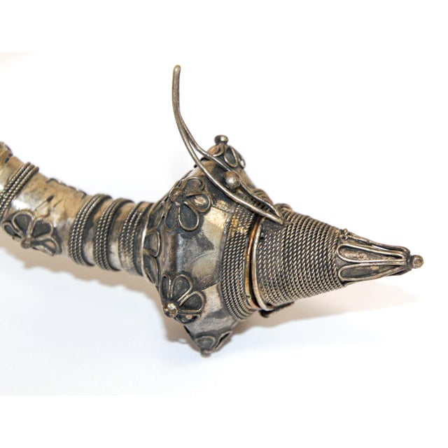 Asian Metal Filigree Opium Pipe, Silver Plate, Chinoiserie Style, 1920 For Sale - Image 4 of 17
