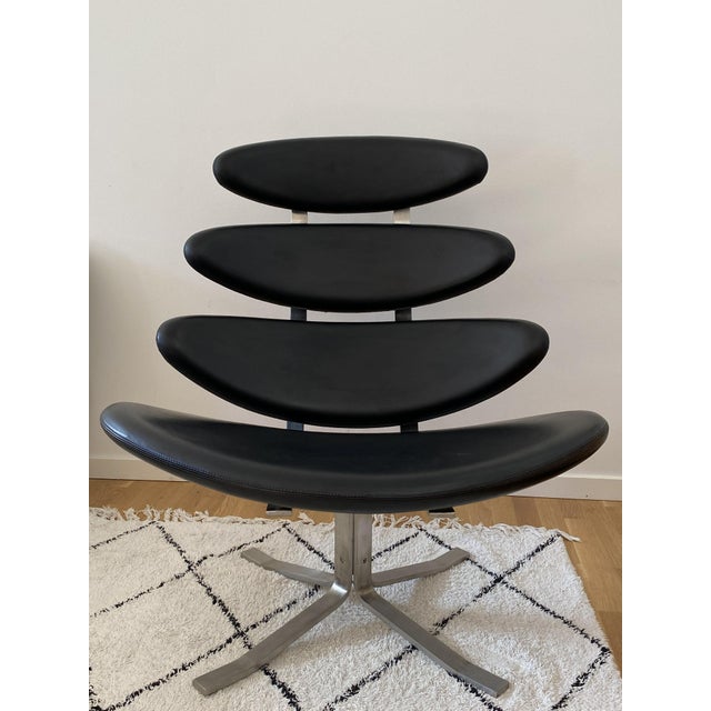 Mid-Century Modern Set of Corona EJ 5 Lounge Chair and Ottoman by Poul Volther for Erik Jørgensen, 1970s For Sale - Image 3 of 15
