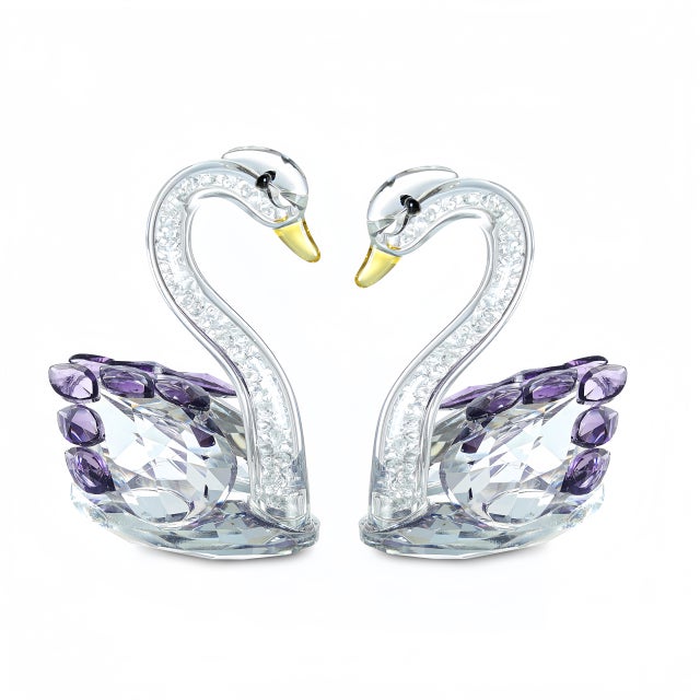 Elegant Pink Crystal Glass Swan Figurine (Set of 2) - Home Decor, Wedding Gift, Table For Sale - Image 6 of 11