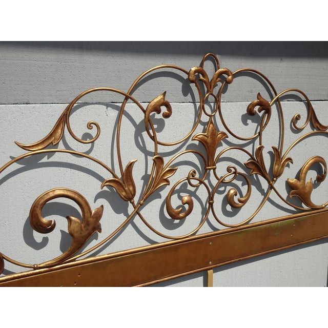 Vintage French Style Gold Gilt King Headboard by Palladio Made in Italy For Sale - Image 4 of 12