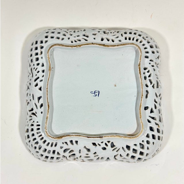 Rococo Reticulated Square Delft Dish by Royal Makkum For Sale - Image 3 of 7