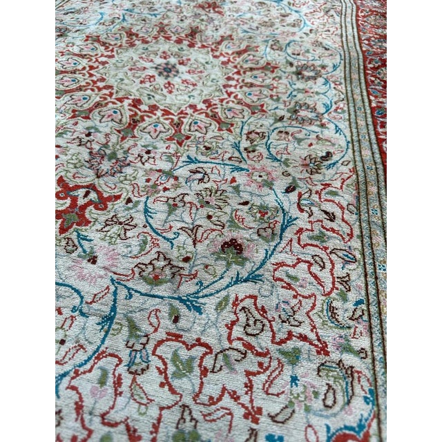 Small Vintage Silk Qom Rug, 2000s For Sale - Image 11 of 17