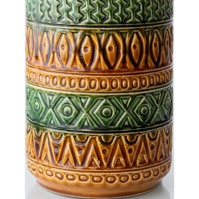 Ochre and Green Ceramic Table Lamp from Bay Keramik, 1970s For Sale - Image 9 of 14