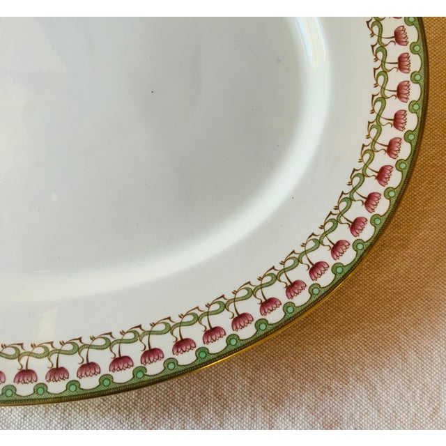 Antique Royal Worcester Victorian Porcelain Serving Set — Platters & Tureen, Pink Lotus & Gold For Sale - Image 11 of 18