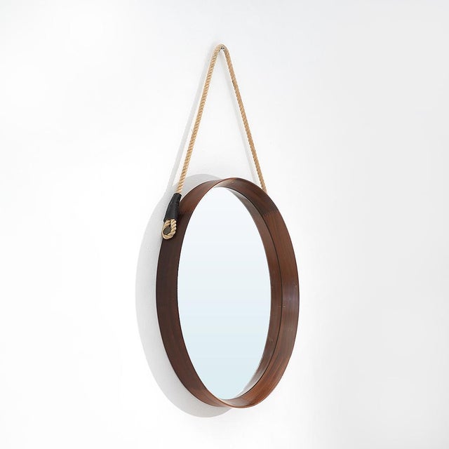 Round Teak Wall Mirror, 1960s For Sale - Image 14 of 14