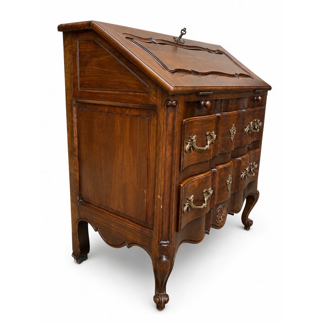 Brown Vintage Louis XV Scriban Secretary, 1930s For Sale - Image 8 of 10