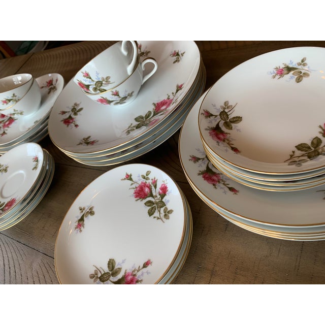 Vintage Moss Rose by Sango Japan Fine China Dinnerware Set 28 Pieces