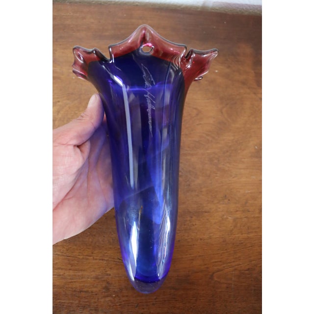 Traditional Art Glass Wall Pocket Vase For Sale - Image 3 of 7