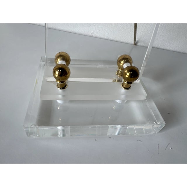 1980’s Vintage Bauer Lucite and Brass Adjustable Desk Lamp For Sale - Image 9 of 12