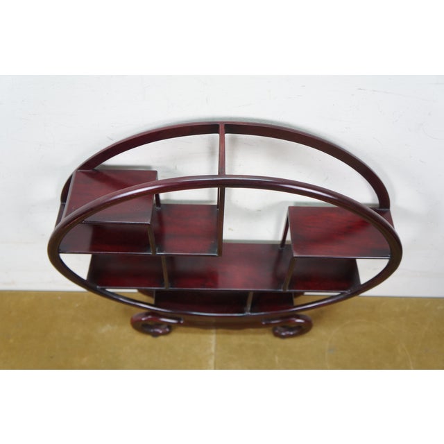 2 Chinese Chinoiserie Round Ming Style Tiered Display Stands Racks Shelf 19" For Sale - Image 4 of 13