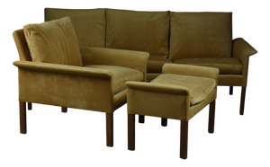 Model 500 Lounge Set in Yellow Velvet by Hans Olsen, Denmark, 1960s, Set of 3
