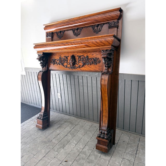 Late 19th Century Magnificent Antique Carved Fireplace Mantel For Sale - Image 5 of 12