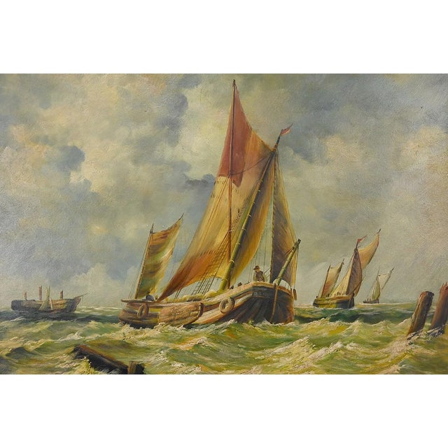 Albert Hess, Sailboats on a Rough Sea, 1950s, Canvas For Sale - Image 8 of 18