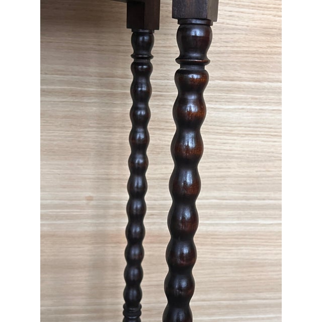 Round Folding Center Oak Table with Carved Top and Solomonic Legs, 1940s For Sale - Image 13 of 18