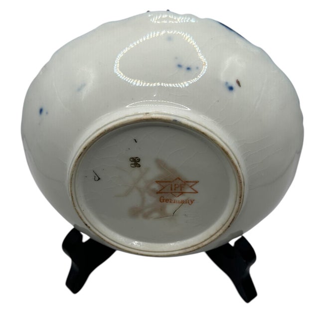 1920s Porcelain Decorative Bowl With Hand-Painted Roses and Cobalt Blue Rim by LPF Germany For Sale In Birmingham - Image 6 of 12