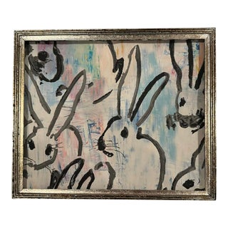 Hunt Slonem Colorful Bunnies Reproduction Print on Paper Fragment, Framed For Sale