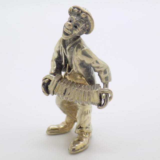 1970s Vintage Italian Handmade Silver Clown with Accordion Figurine from Angini, Tuscany, 1970s For Sale - Image 5 of 14