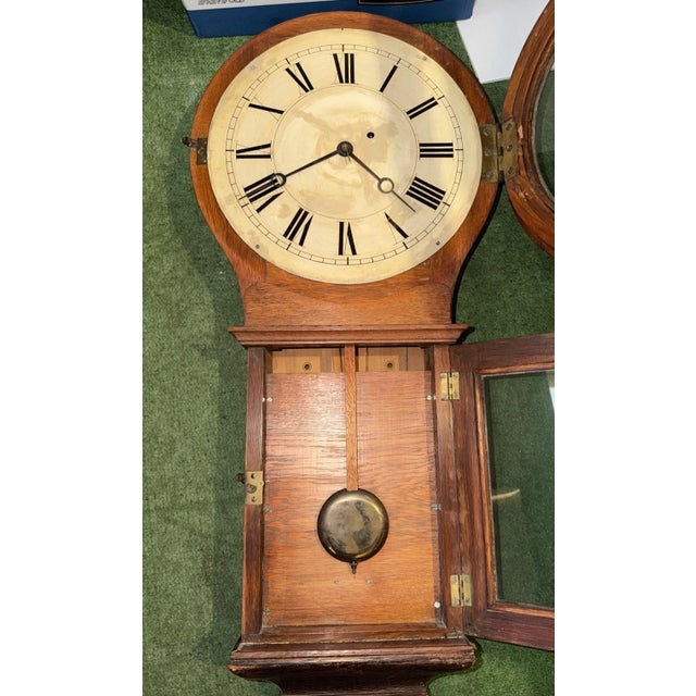 1900 - 1909 Eastman Clock Co Boston, Antique Weight Driven Regulator Wall Clock For Sale - Image 5 of 15