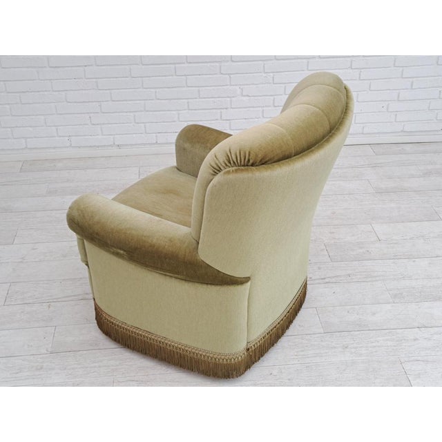 Danish Beech Wood Velour Chair, 1970s For Sale - Image 4 of 16