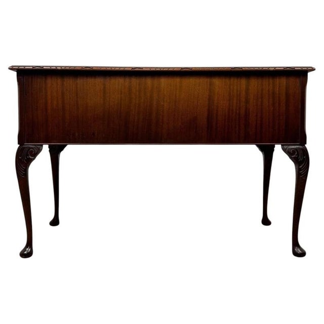 Gold Antique English Mahogany Writing Table, 1920 For Sale - Image 8 of 12