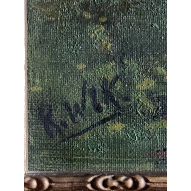 Antique Signed Oil Landscape in Ornate Gilt Frame, Early 20th C For Sale In Philadelphia - Image 6 of 9