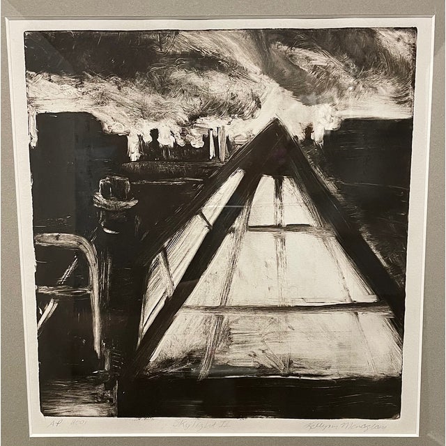 Up for sale a Kellyann Monaghan Urban monochromatic original Monotype print entitled "Skylight II" signed by the artist....