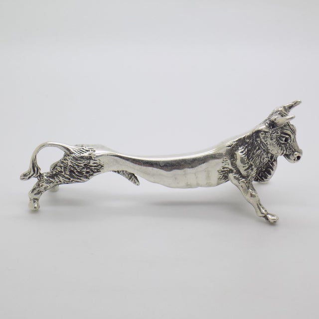 Vintage Italian Handmade Sterling Silver 925 Bull Shaped Spoon Rest, 1970s For Sale - Image 11 of 11
