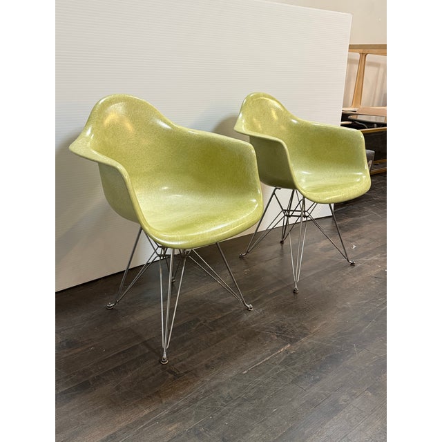 Mid-Century Modern Modernica Case Study Fiberglass H-Base Armchairs, Pair For Sale - Image 3 of 12