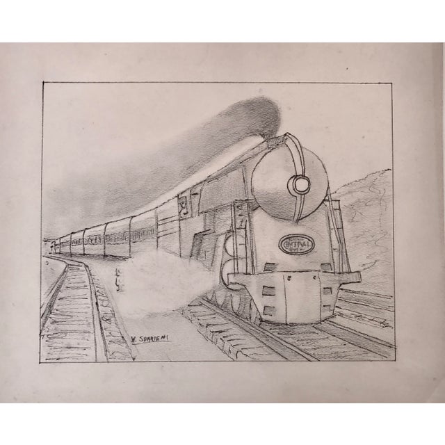 Art Deco Vintage Art Deco Steam Locomotive NY Drawing For Sale - Image 3 of 5