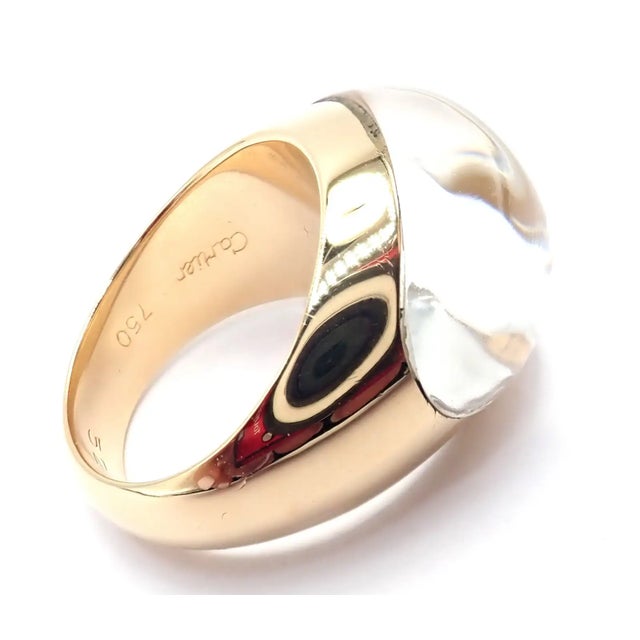 Late 20th Century Cartier Myst De Cartier Yellow Gold Diamond Rock Crystal Dome Ring, Size 6 For Sale In Philadelphia - Image 6 of 12