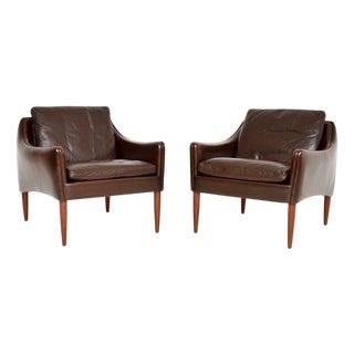 Vintage Danish Leather Model 800 Armchairs from Hans Olsen, 1960s, Set of 2 For Sale