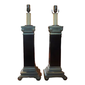 Pair of Brass Neoclassical Style Corinthian Column Lamps