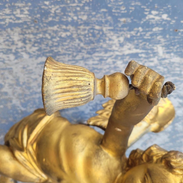 19th Century Winged Putto in Gilded Wood, Italy For Sale - Image 10 of 17